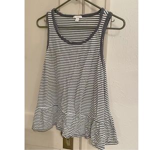 Gap Size Large Ruffled/Striped tank top - Charcoal grey/white